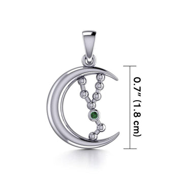 Crescent Moon and Taurus Astrology Constellation Silver Pendant TPD5767 - Jewelry